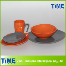 Square Shape Stoneware Colorful Dinner Set